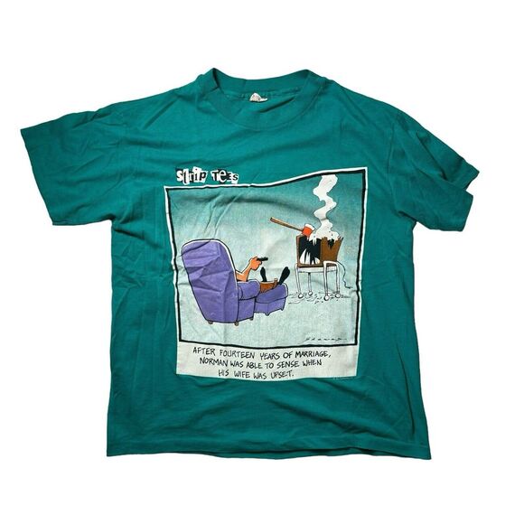 Other - Vintage 80's Strip Tees Comic T-shirt Teal S/M‎